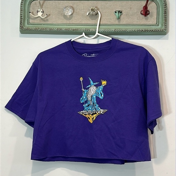 Brand New Primitive Short sleeve wizard crop tee crewneck T-shirt large purple - Picture 1 of 5